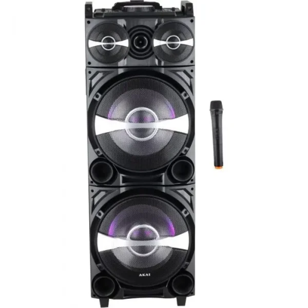 Boxa activa portabila Akai DJ-222 cu BT,Stick,Efect DJ, baterie, telecomanda,Troliu