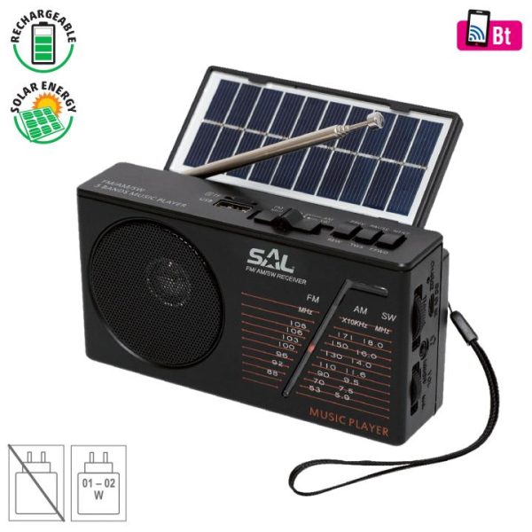 Alternative view of Radio solar, hibrid, BT/USB/SD, 3 benzi, mufa jack 3.5 mm, cablu USB