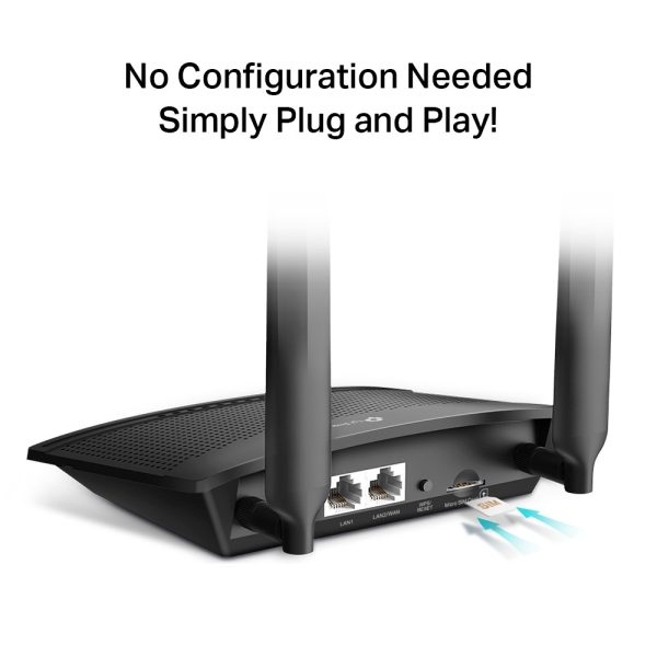 Alternative view of ROUTER TP-Link wireless 300Mbps. 4G micro sim slot - TL-MR100