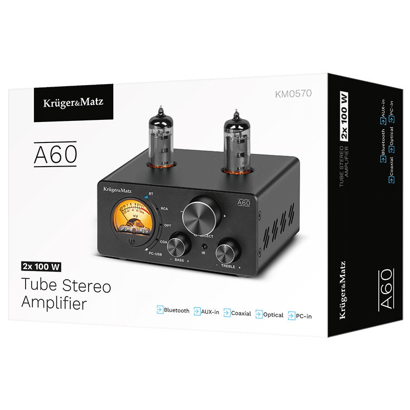 AMPLIFICATOR STEREO LAMPI 6K4 2X100W A60 KRUGER&MATZ - imagine 6